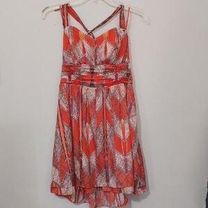 Guess Red and Orange Patterned Women's Halter Dress. NWOT. Size 6